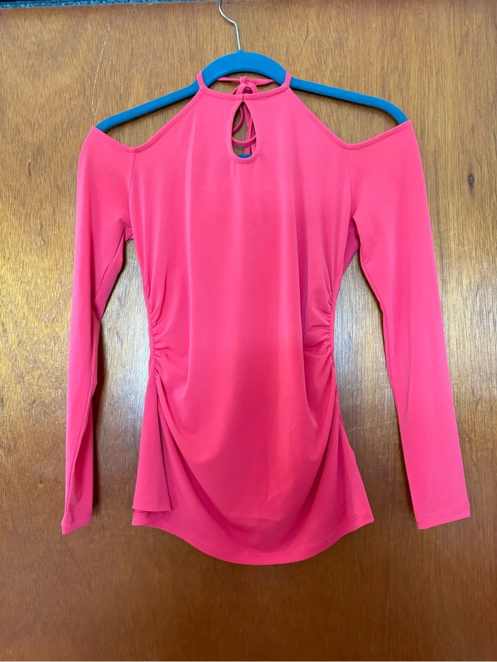 Small Michael Kors Pink Cold Shoulder Keyhole Long Sleeve Top